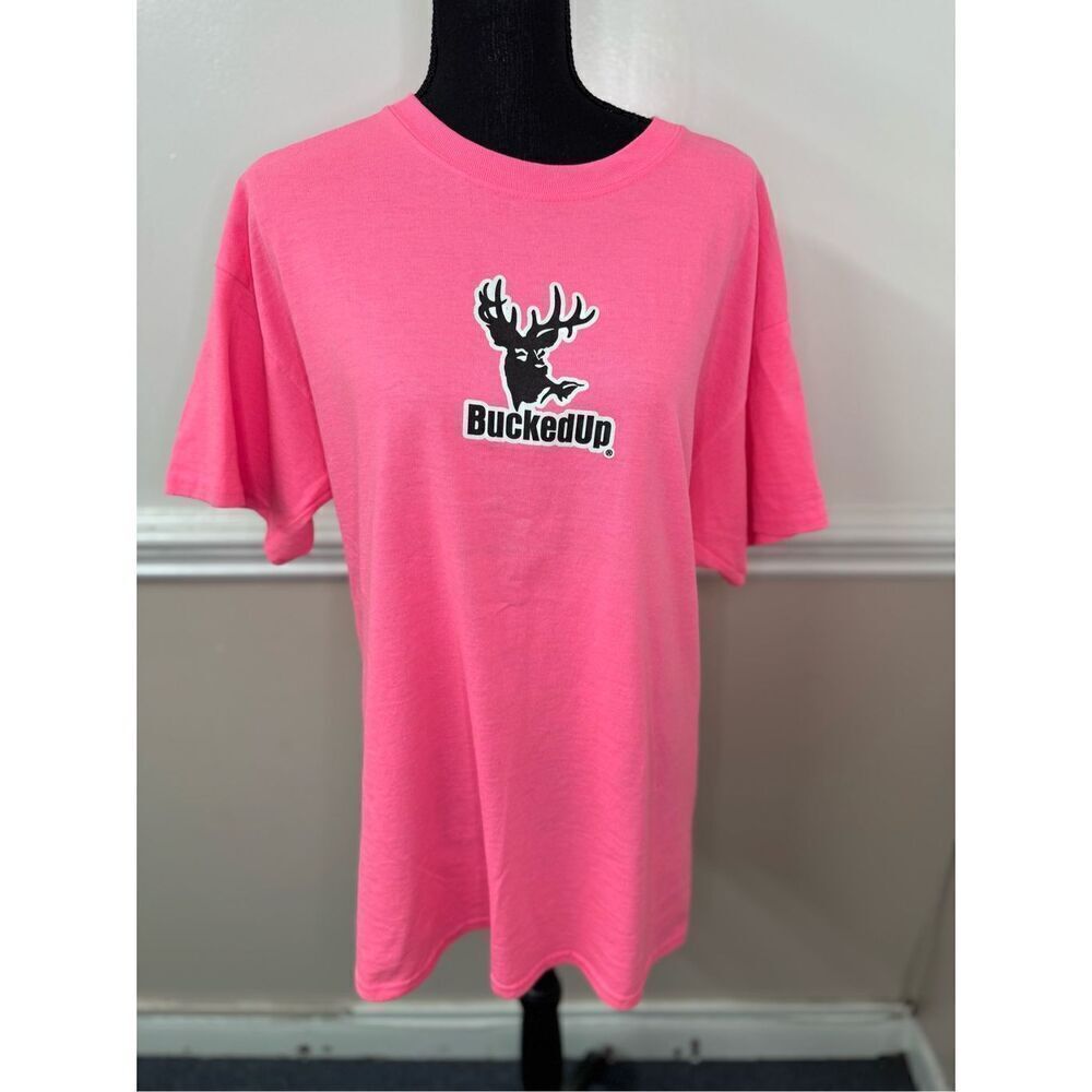 Bucked Up Neon Pink Short Sleeve Graphic Tee Size Large